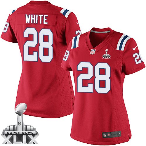Women's Elite James White Super Bowl XLIX Nike Jersey Red Alternate - #28 NFL New England Patriots